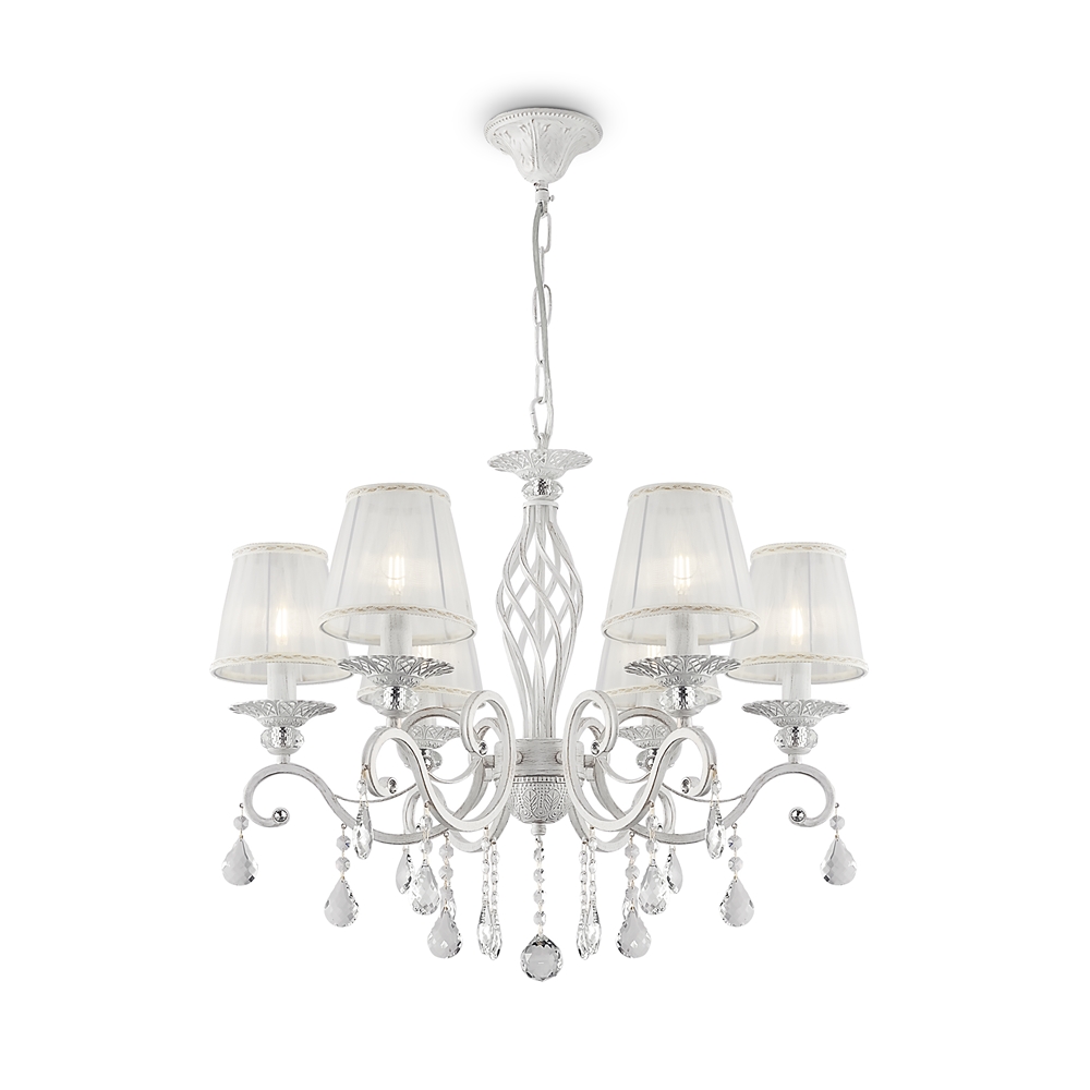 Grace Ø65 Hvit Taklampe Fra Maytoni - Grace er en klassisk metalllysekrone med en vakker antikk hvit finish.