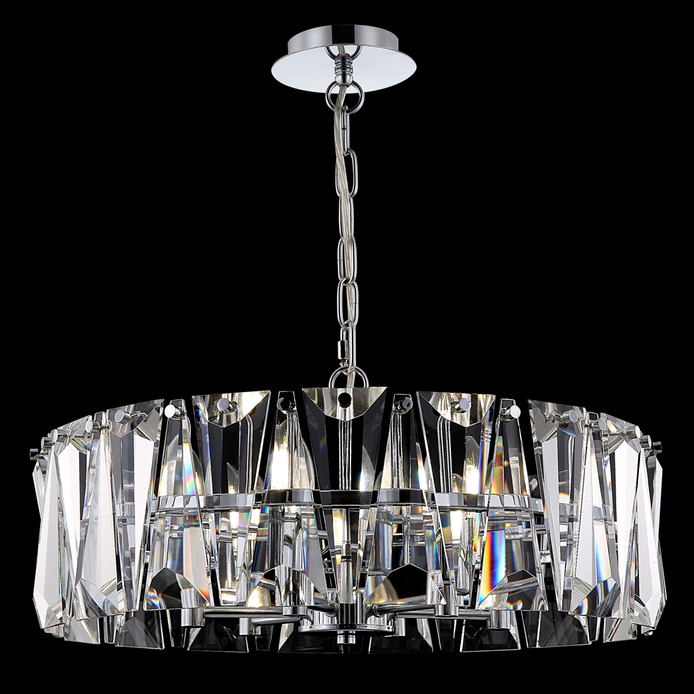 Puntes Ø52 Krom krystall Fra Maytoni - Puntes er en elegant taklysekrone i forkrommet metall med glitrende prismer som omgir lyskildene og skaper et magisk lysspill n&aring;r lampen er p&aring;.