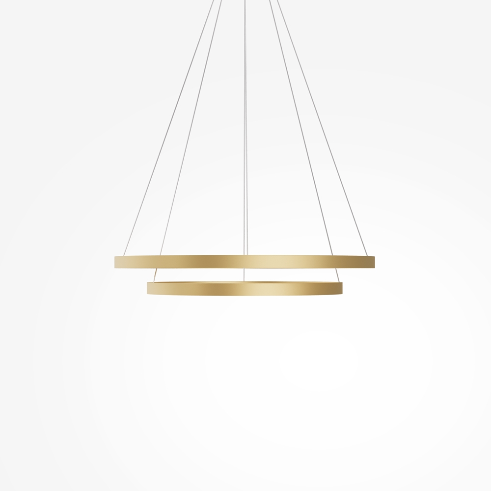Rim Ø80 Messing Taklampe Fra Maytoni - De to ringene kan justeres individuelt i b&aring;de h&oslash;yde og vinkel, noe som lar deg skape et personlig uttrykk og tilpasse lampens form til rommet.