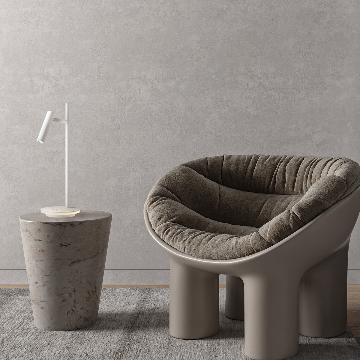 Estudo 45cm Hvit skrivebordslampe Fra Maytoni - Den minimalistiske formen og den elegante foten med integrert lyskant gjør Estudo til et allsidig og elegant tillegg til både hjem og kontor.