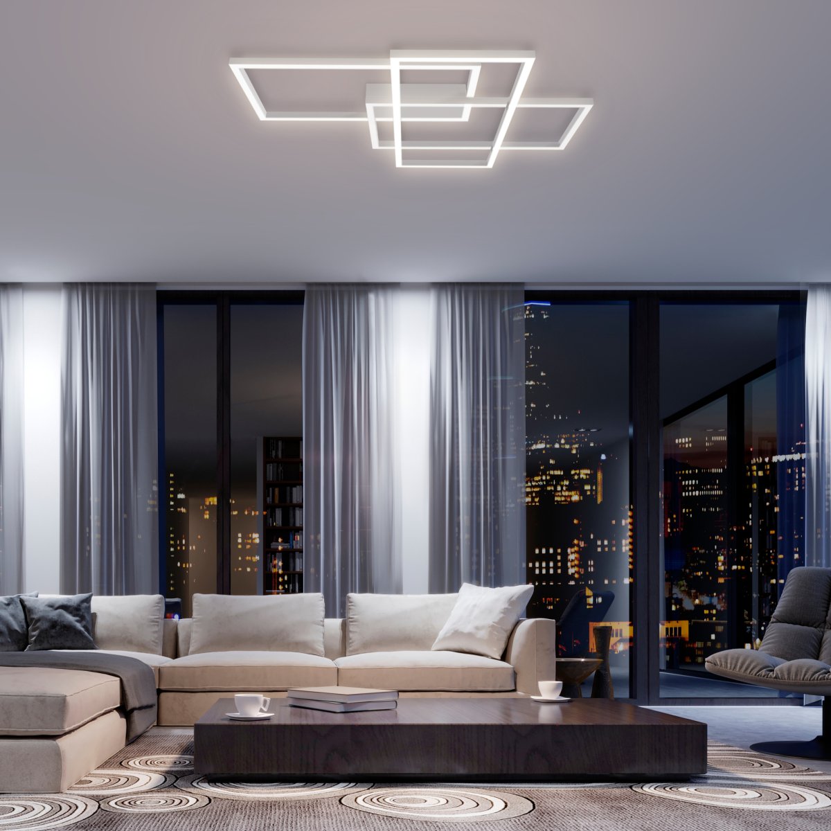 Rida 78cm Hvit plafond Fra Maytoni - Perfekt for stue, spisestue eller kontor &ndash; Rida kom med en funksjonell og estetisk tiltalende løsning for de som ønsker en lampe med et futuristisk preg og elegant stil.