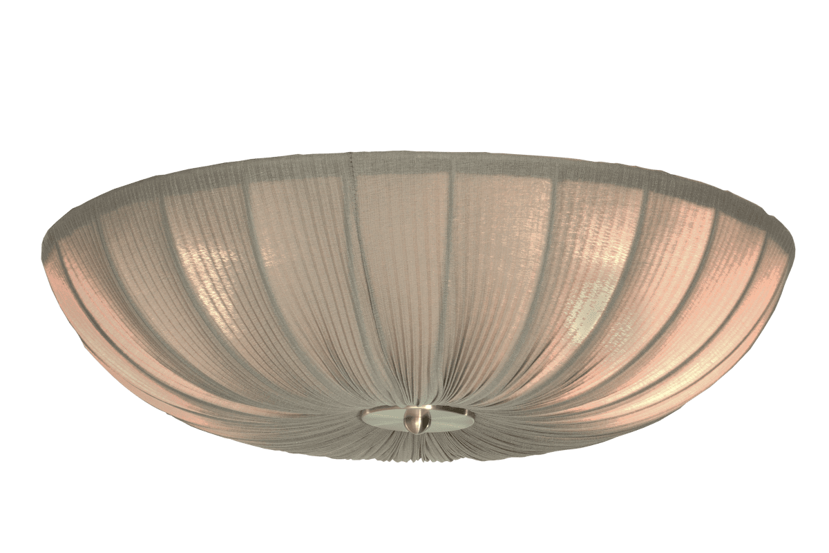 Lady Ø55 Grå plafond Fra Aneta Lighting - N&aring;r lampen er p&aring;, sprer et mykt og behagelig lys seg gjennom stoffet og skaper en varm atmosf&aelig;re i rommet.
