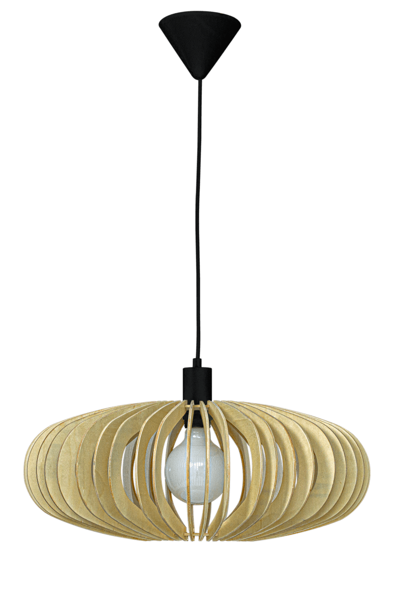Arcos Ø50 Tre Taklampe Fra Aneta Lighting - Den elegante taklampen Arcos består av lameller i kryssfiner i en myk avrundet form som skaper en vakker lys- og skyggeeffekt.