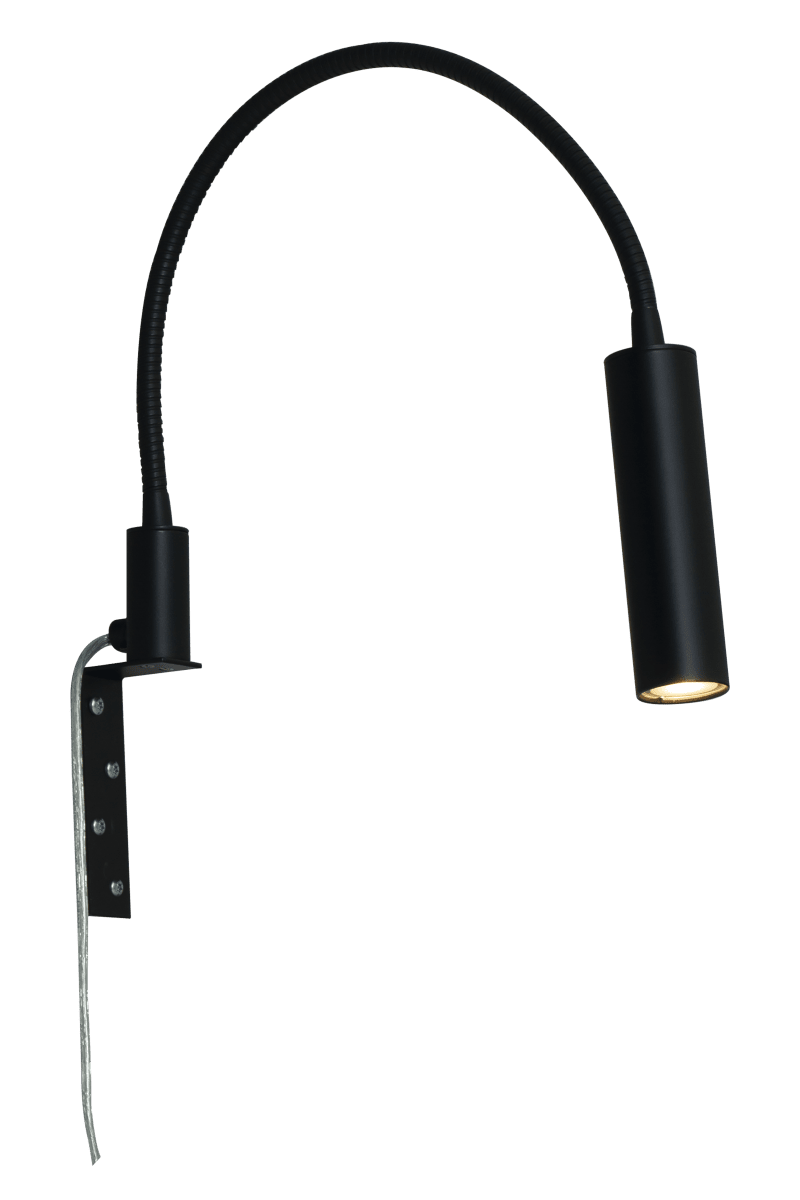 Artic Flex Svart leselampe Fra Aneta Lighting - Leveres med en integrert LED-lyskilde med dimmerfunksjon som er lett tilgjengelig p&aring; lampehodet.