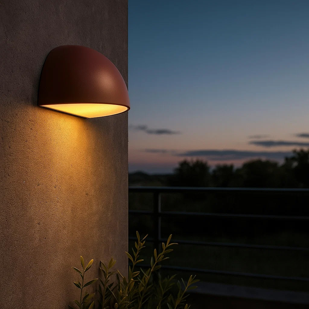 Karlskrona Rust utendørslampe Fra Nordic Lighting - Lampen lyser fint ned p&aring; fasaden.