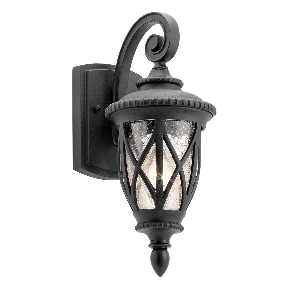 Admirals Cove Svart utendørslampe Fra Elstead Lighting - Det klare glassdesignet med en strukturert overflate forsterker den vintage følelsen og lar lyset skinne gjennom på en atmosfærisk sang.