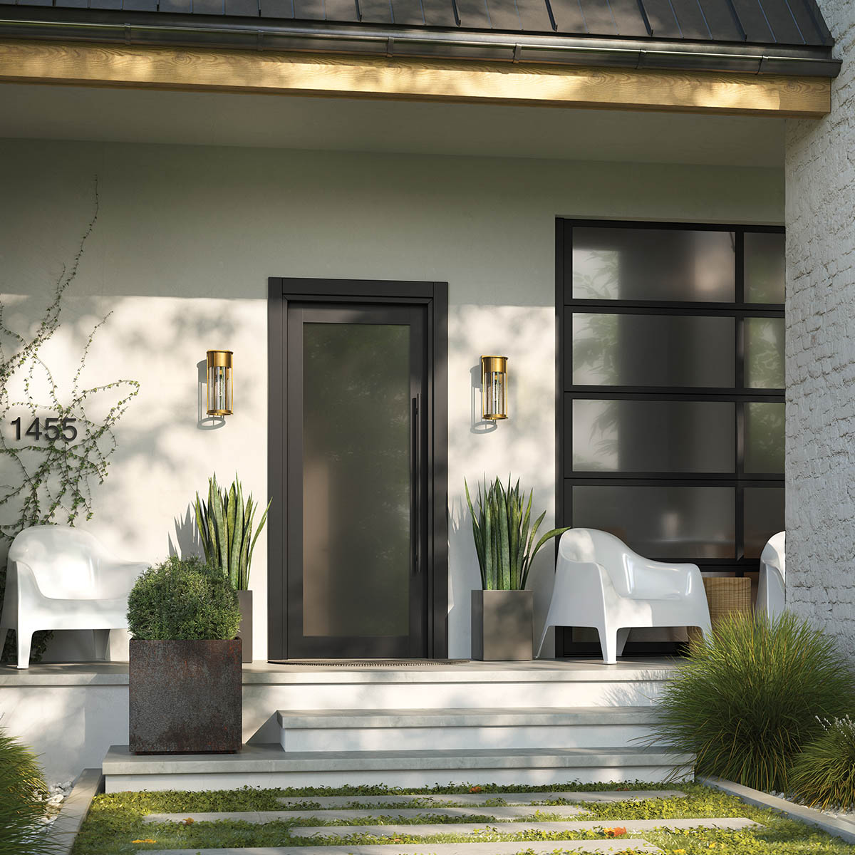 Camillo 37cm Messing utendørslampe Fra Elstead Lighting - Med sin robusta metallkonstruktion och klarglas med bubbeleffekt skapar den en vacker ljusspridning som f&ouml;rh&ouml;jer fasader, entr&eacute;er och uteplatser.