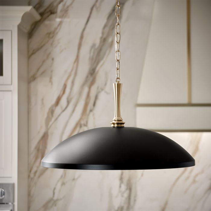 Delarosa Ø50 Svart/bronse Taklampe Fra Elstead Lighting - Delarosa takpendellampe er en stilig og gener&oslash;s lampe som virkelig setter tonen i rommet.