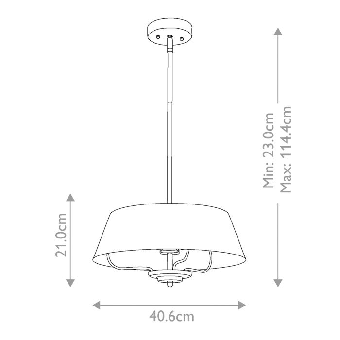 Luella Ø40 Svart Taklampe Fra Elstead Lighting - Med den medfølgende stangen kan Luella enkelt gjøres om fra en taklampe til en pendel.