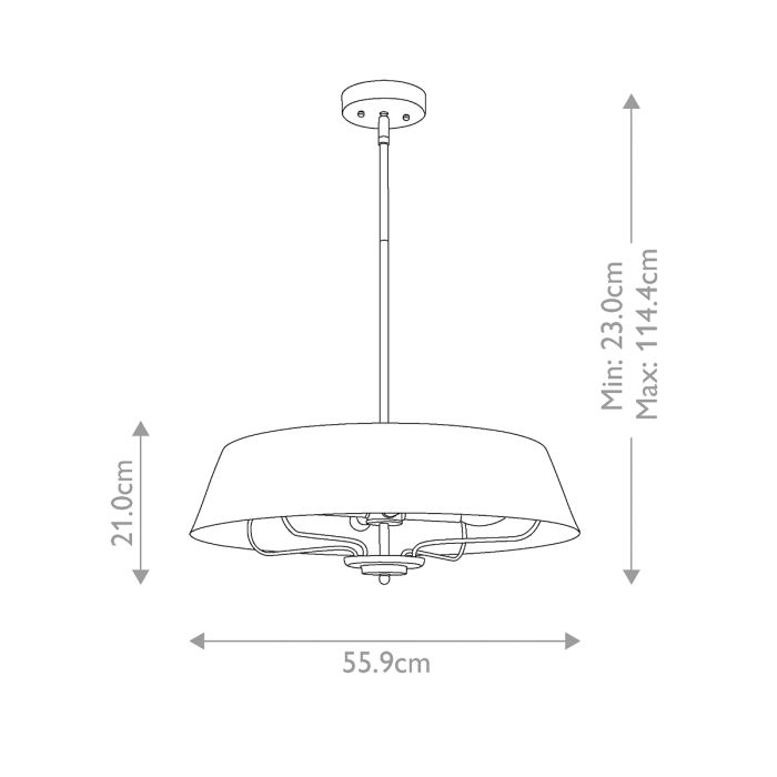 Luella Ø56 Børstet messing Taklampe Fra Elstead Lighting - Med den medfølgende stangen kan Luella enkelt gjøres om fra en taklampe til en pendel.