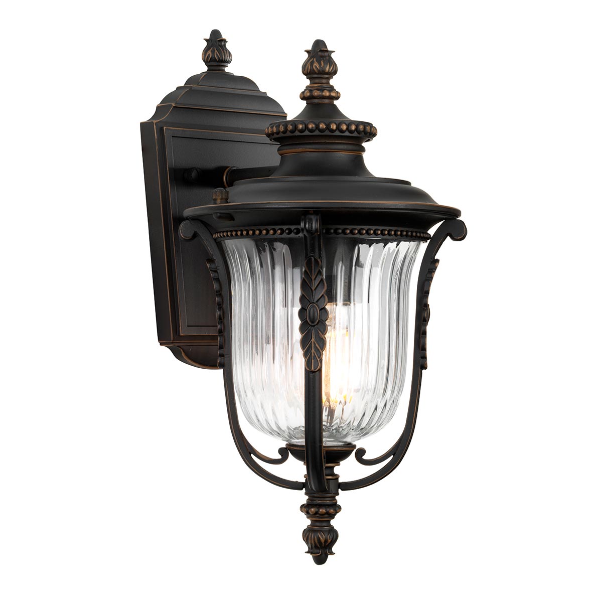 Luverne Bronse utendørslampe Fra Elstead Lighting - Luverne vegglampe i oljebrun bronse har en elegant og detaljert design som fremhever utemiljøet.