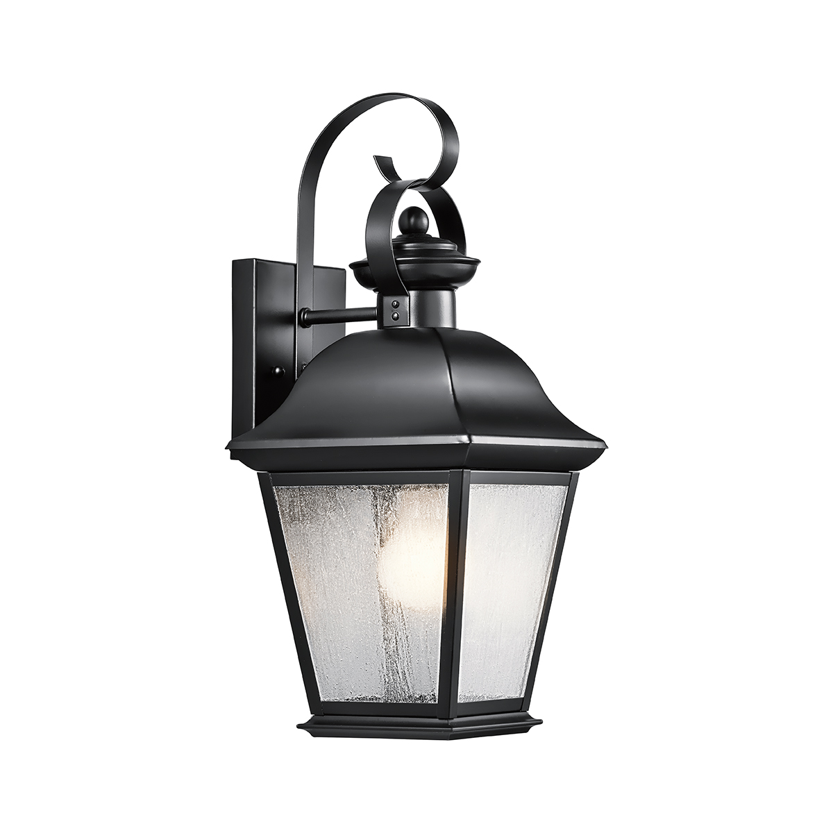 Mount Vernon Svart utendørslampe Fra Elstead Lighting - Armaturen er laget av svart metall og er kombinert med klart glass med en vakker, ru struktur som gir lampen et livlig og karakteristisk uttrykk.