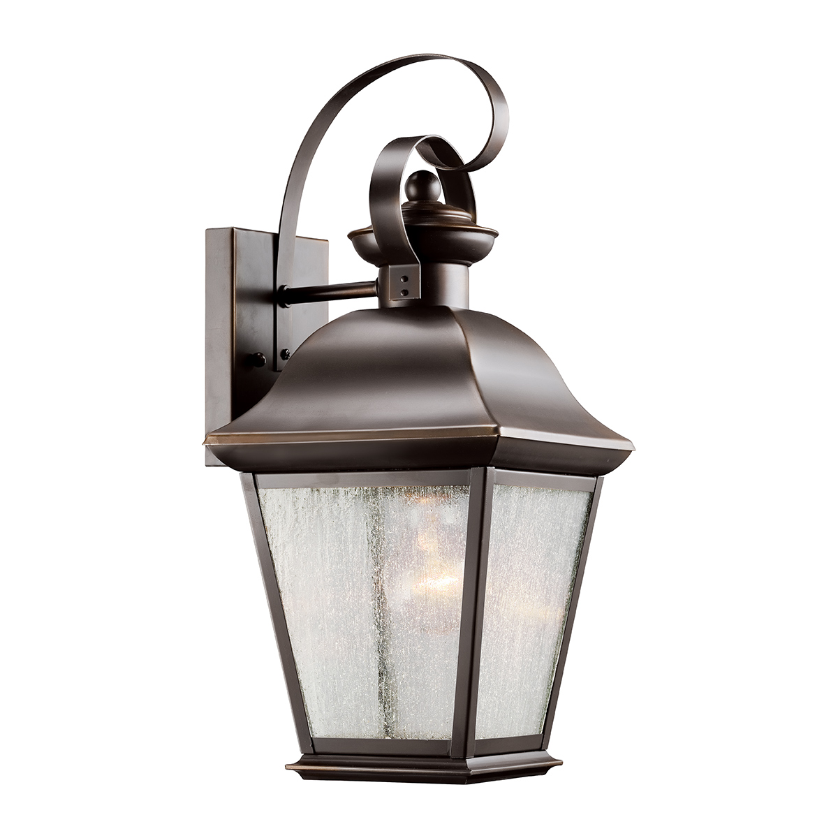 Mount Vernon Bronse utendørslampe Fra Elstead Lighting - Armaturen er laget av metall med en elegant bronsefinish som er kombinert med klart glass med en vakker, ru struktur som gir lampen et livlig og karakteristisk uttrykk.