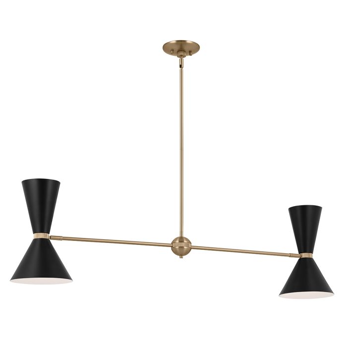 Phix 130cm Svart/bronse Taklampe Fra Elstead Lighting - De svarte skjermene har en hvit innside for en jevn og behagelig lysfordeling.