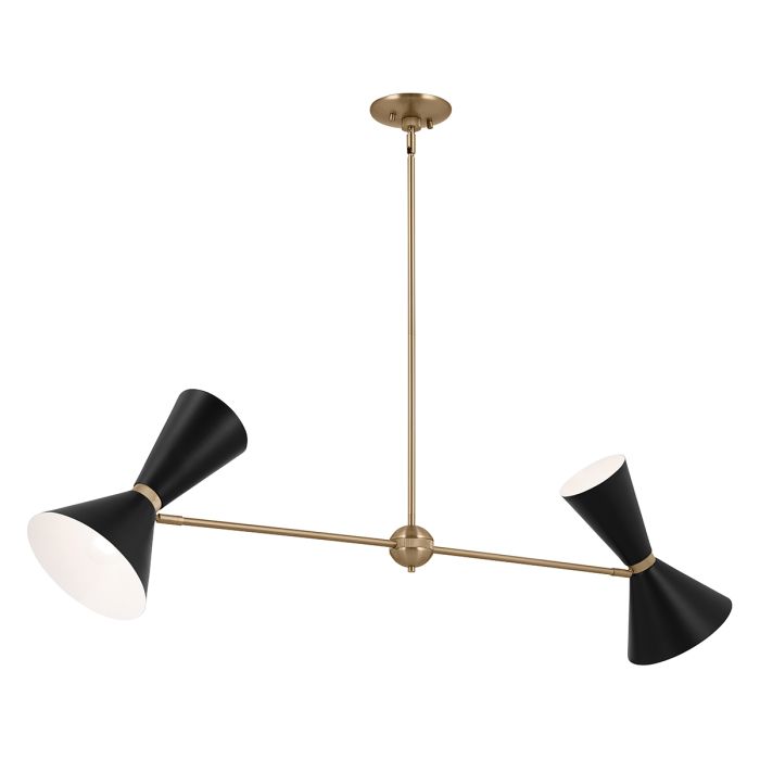 Phix 130cm Svart/bronse Taklampe Fra Elstead Lighting - De svarte skjermene har en hvit innside for en jevn og behagelig lysfordeling.