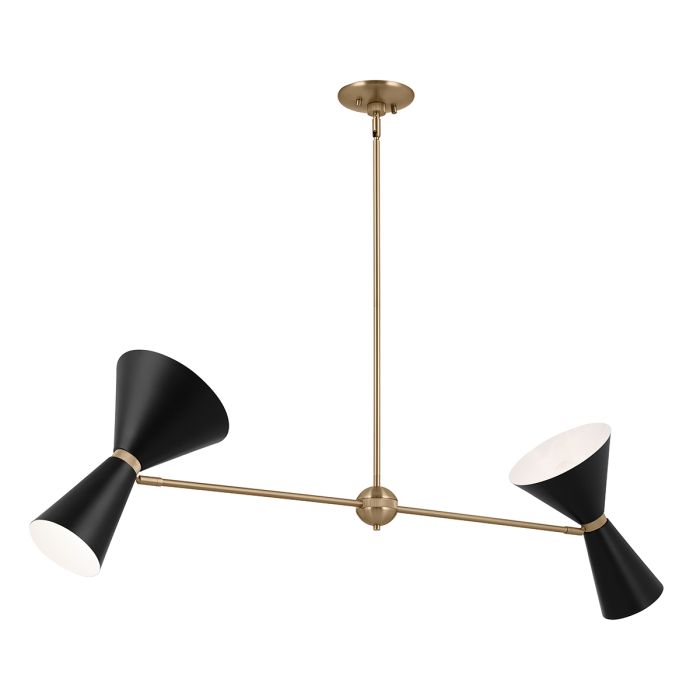 Phix 130cm Svart/bronse Taklampe Fra Elstead Lighting - De svarte skjermene har en hvit innside for en jevn og behagelig lysfordeling.
