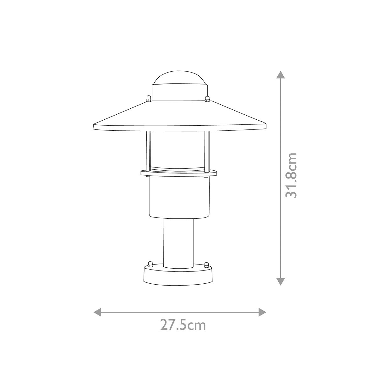Klampenborg 32cm Sølv Fra Elstead Lighting - Tillverkad av rostfritt st&aring;l i silverfinish och glas, erbjuder den en robust konstruktion som st&aring;r emot v&auml;der och vind.