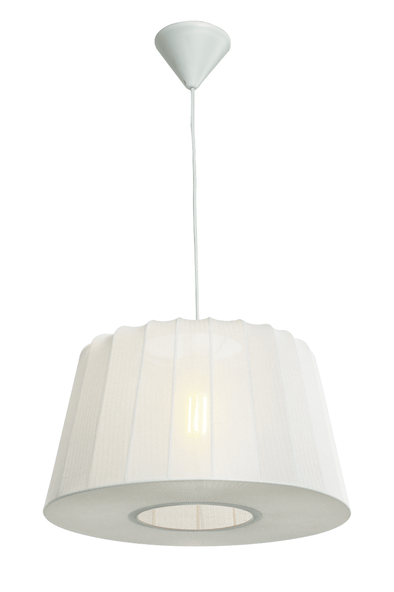 Abril Ø45 Hvit Taklampe Fra Aneta Lighting - Den vakre taklampen Abril er trukket i fint stretchstoff som filtrerer og sprer lyset p&aring; en behagelig m&aring;te i rommet.