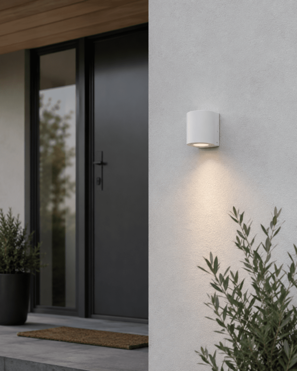 Tor Single Hvit utendørslampe Fra Lampan - Lampan lyser fint ner p&aring; v&auml;ggen och skapar en h&auml;rlig atmosf&auml;r.