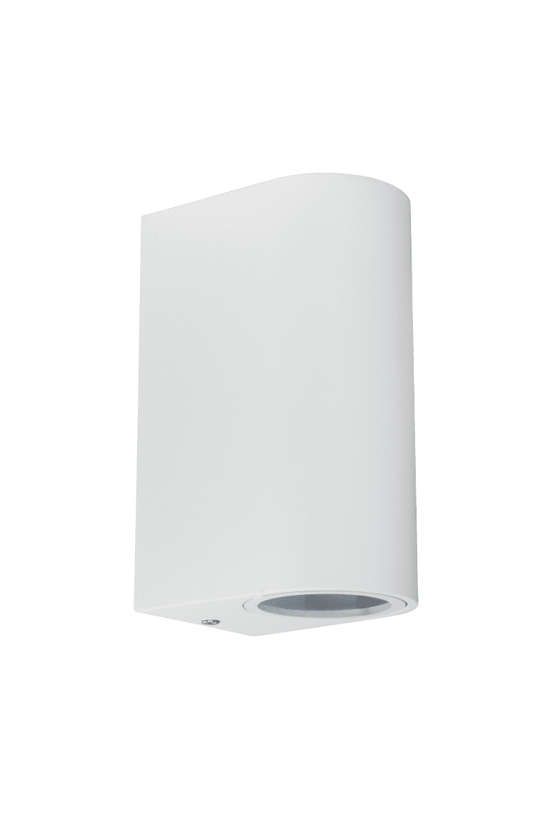 Tor Duo Hvit utendørslampe Fra Lampan - Lampan lyser fint ner och upp p&aring; v&auml;ggen och skapar en h&auml;rlig atmosf&auml;r.