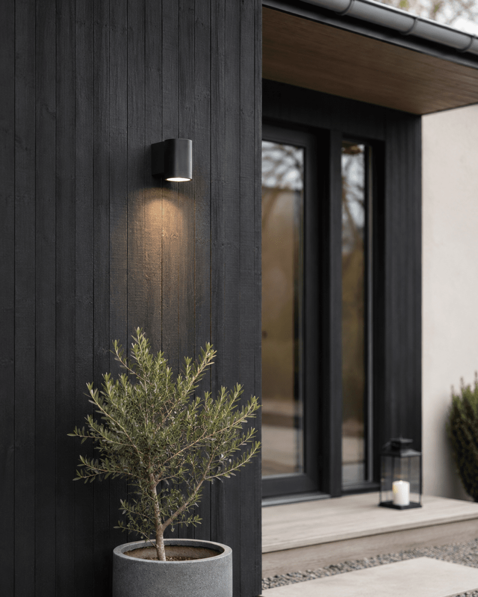 Oden Single Antrasitt utendørslampe Fra Lampan - Lampan lyser fint ner p&aring; v&auml;ggen och skapar en h&auml;rlig atmosf&auml;r.
