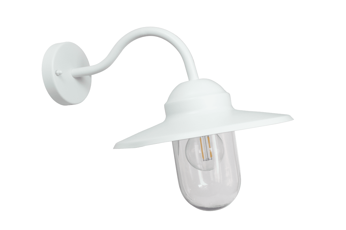 Ystad Hvit utendørslampe Fra Lampan - Ystad &auml;r en klassisk stallykta i vit f&auml;rg och klart glas.