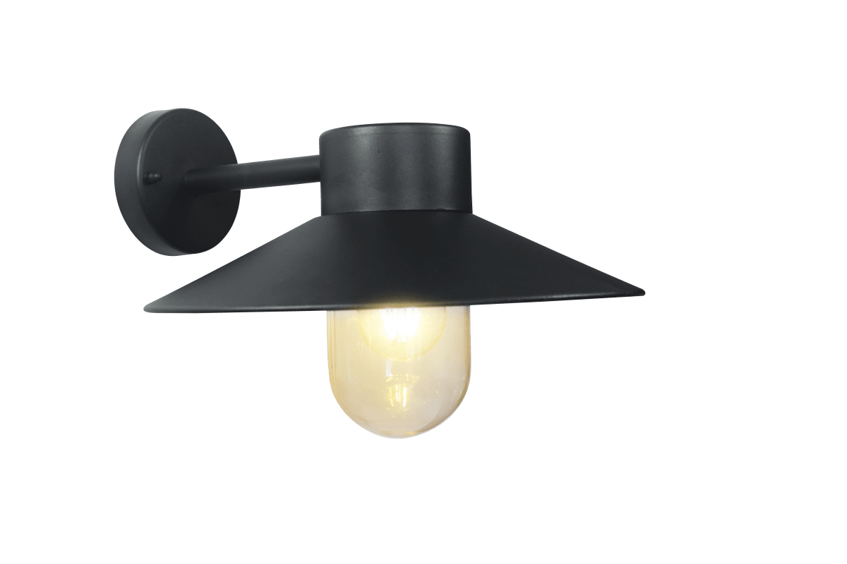 Onsala Svart utendørslampe Fra Nordic Lighting - Onsala er en klassisk vegglampe i svart, laget av aluminium og klart glass.
