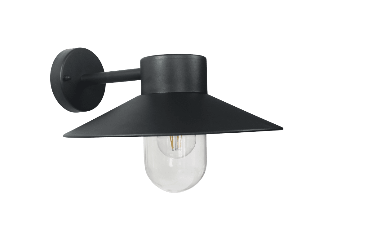 Onsala Svart utendørslampe Fra Nordic Lighting - Onsala er en klassisk vegglampe i svart, laget av aluminium og klart glass.
