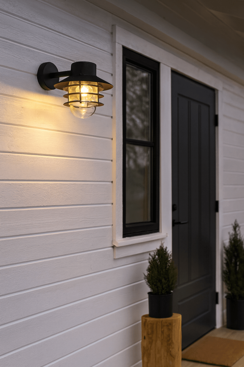 Ystad Svart utendørslampe Fra Nordic Lighting - Ystad vegglampe er en klassisk og stilig utend&oslash;rslampe i rustfritt st&aring;l med klart glass.