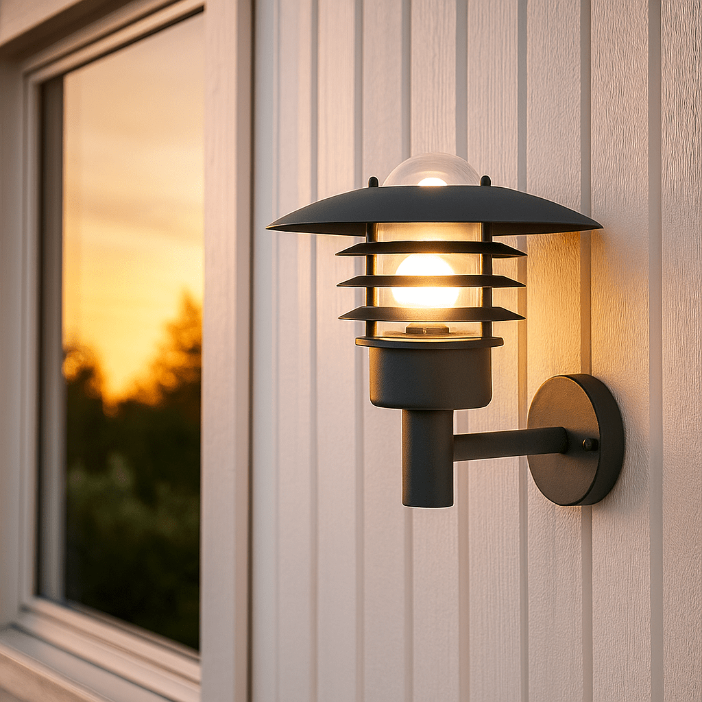 Kalmar Svart utendørslampe Fra Nordic Lighting - Kalmar vegglampe er en klassisk og stilig utend&oslash;rslampe i rustfritt st&aring;l med klart glass.