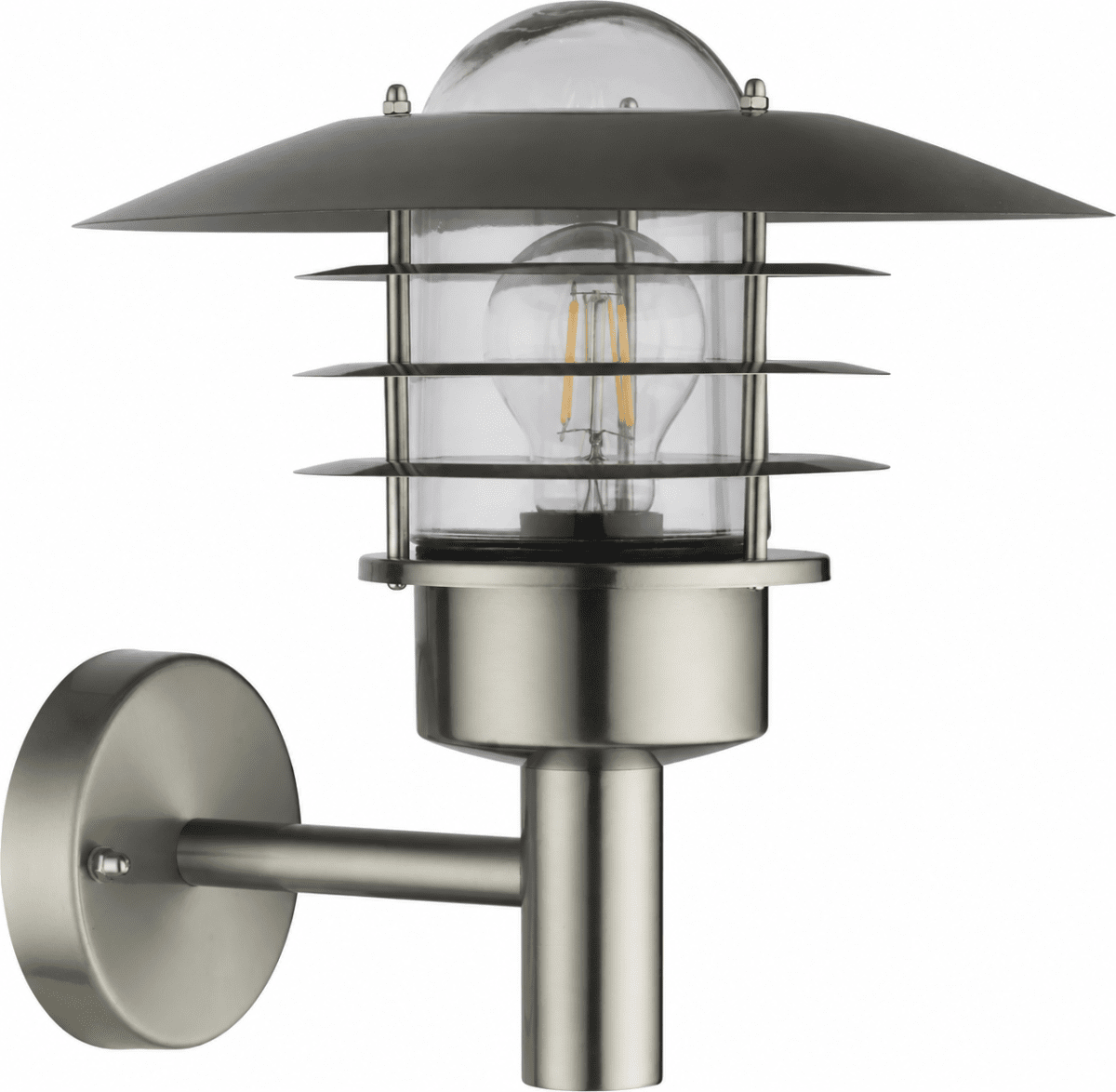 Kalmar Børstet stål utendørslampe Fra Nordic Lighting - Kalmar vegglampe er en klassisk og stilig utend&oslash;rslampe i aluminium med klart glass.