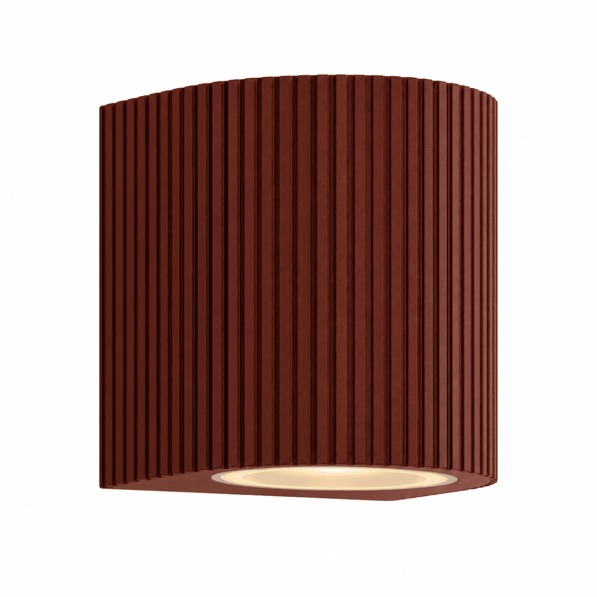 Freja Single Rust utendørslampe Fra Lampan - Laget av metall i rust/oransje finish med en dekorativ ribbestruktur som gir lampen et levende og eksklusivt utseende.