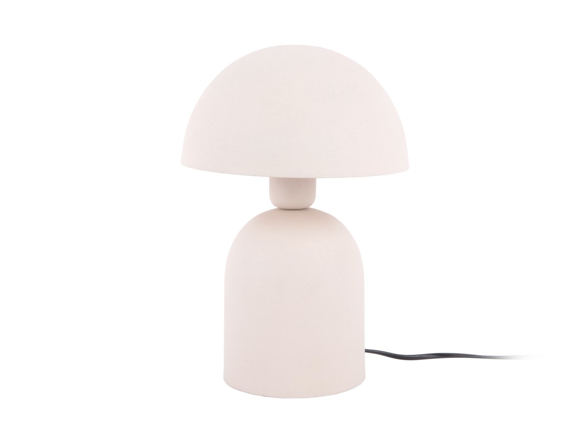 Boaz Mini 30cm Beige bordlampe Fra Leitmotiv - Den beige finishen har en strukturert, nesten keramikklignende overflate som gir lampen et mykt og livlig uttrykk.