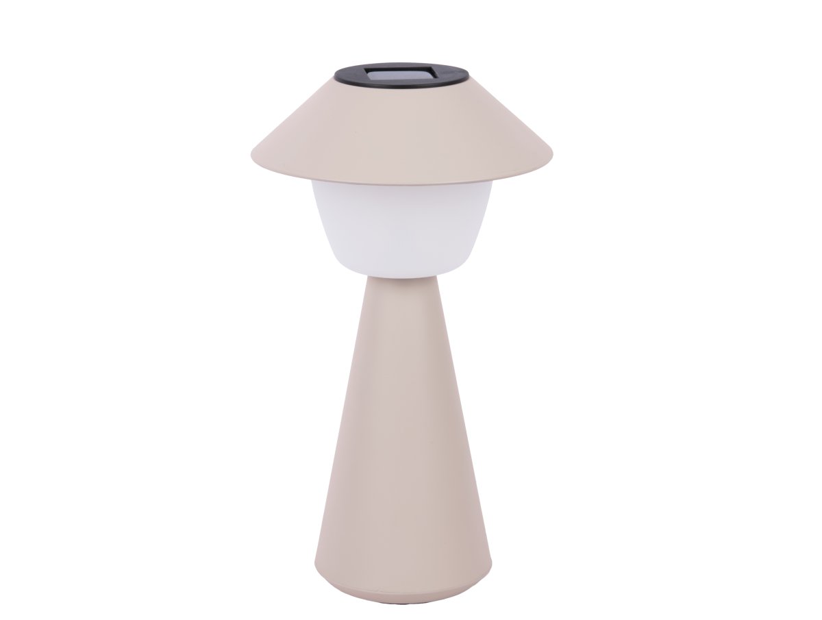 Marioneta 32cm Grå solcellelampe Fra Leitmotiv - Den er laget av plast i en varm grå skjerm med en hvit kuppel som sprer et mykt og behagelig lys.