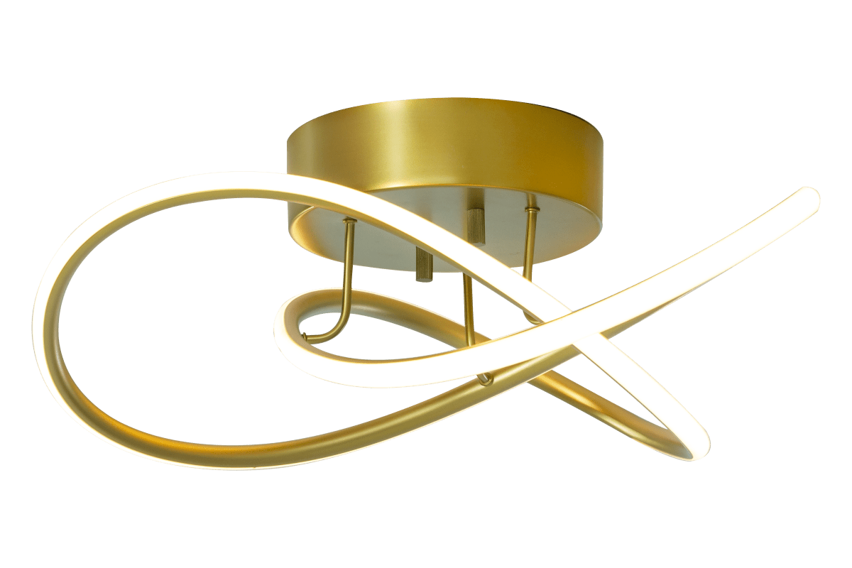 Roller Ø50 Gull plafond Fra Aneta Lighting - Den integrerte LED-kilden kan dimmes i 3 trinn med din vanlige veggbryter og gir en god spredning av varmt hvitt lys.