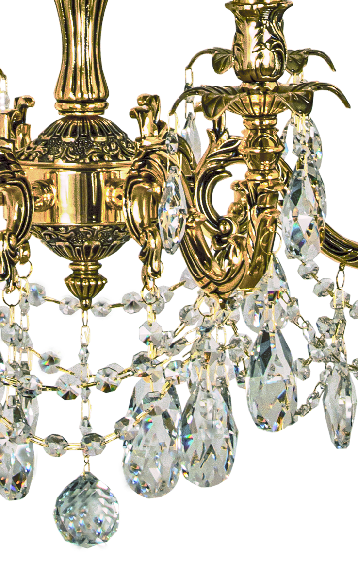 Versailles Ø55 Antikk messing Taklampe Fra Aneta Lighting - De dekorative detaljene i kombinasjon med de klare K9-krystallene skaper en vakker spredning av lys i rommet.