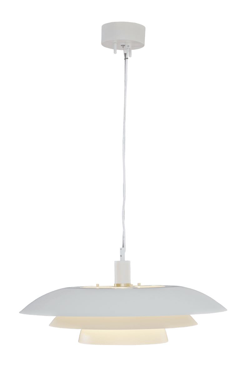 Epsilon Ø56 Matt hvit Taklampe Fra Aneta Lighting - Epsilon leveres med doble sett med dekorative ringer og knotter, velg mellom krom og matt messing avhengig av hva som passer best til hjemmet ditt.