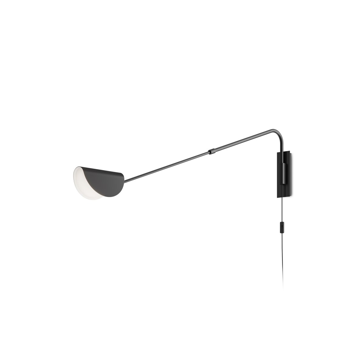 Mollis 105cm Svart vegglampe Fra Maytoni - Mollis vegglampe er laget av sort metall med en unik kuppelformet lampeskjerm og skjult lyskilde under en akryldiffusor, som gir et mykt og jevnt lys.
