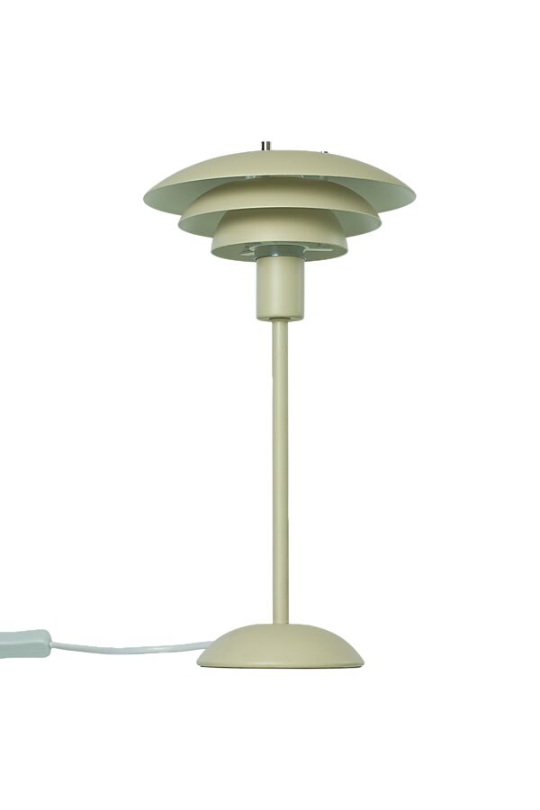 Epsilon 37cm Beige bordlampe Fra Aneta Lighting - Detaljer i krom og matt messing medfølger, søm; du kan selv velge hvilken som passer best i ditt hjem.