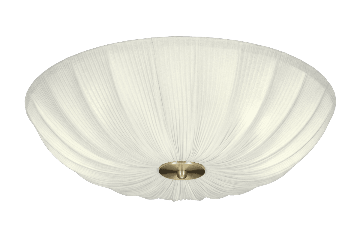 Lady Ø55 Hvit plafond Fra Aneta Lighting - N&aring;r lampen er p&aring;, sprer et mykt og behagelig lys seg gjennom stoffet og skaper en varm atmosf&aelig;re i rommet.