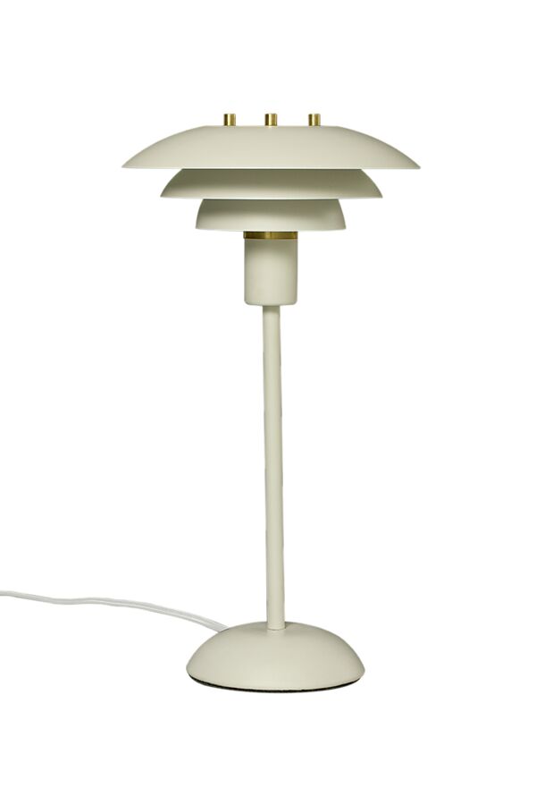 Epsilon 37cm Hvit bordlampe Fra Aneta Lighting - Detaljer i krom og matt messing medfølger, søm; du kan selv velge hvilken som passer best i ditt hjem.