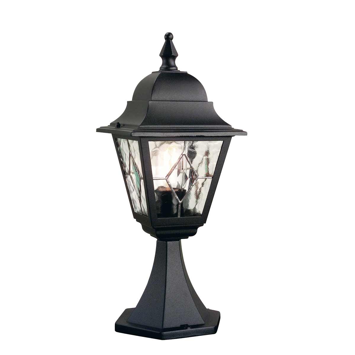 Norfolk 44cm Svart Fra Elstead Lighting - Norfolk gulvlampen tilbyr et klassisk og stilig design med sine blyholdige glasspaneler, hvor hvert panel består av fem håndskårne glassbiter.