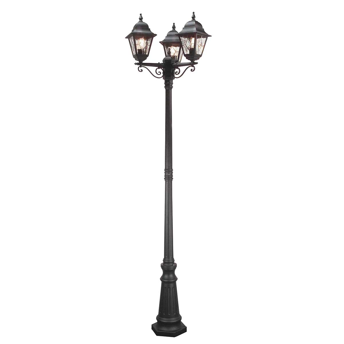 Norfolk 227cm Svart lyktestolpe Fra Elstead Lighting - Denne lyktestolpen er laget av støpt aluminium og blyglass, og er både robust og dekorativ.