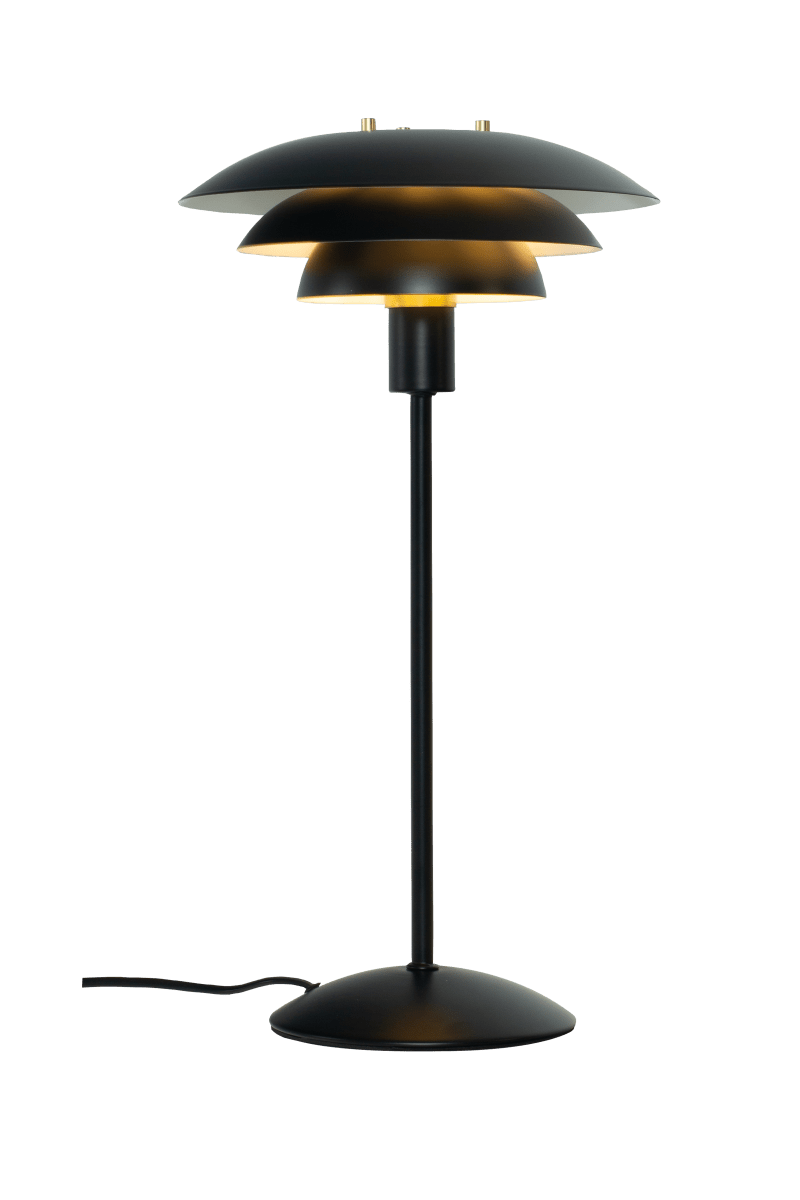Zoom bilde av Epsilon 47cm Svart bordlampe Fra Aneta Lighting - Epsilon bordlampe i klassisk design med et moderne uttrykk, har en tredelt metallskjerm som fordeler lyset p&aring; en fin m&aring;te og motvirker blending.