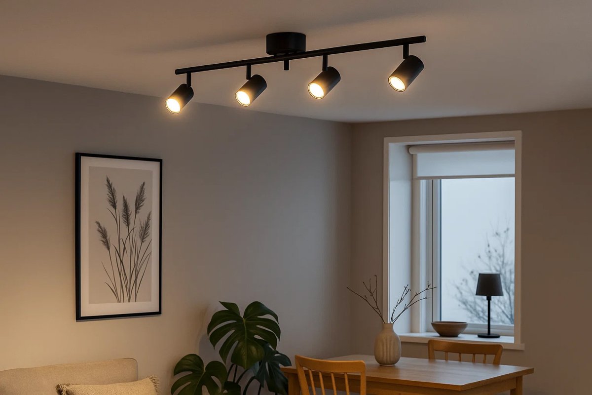 Omega 4 Svart spotlight Fra Nordic Lighting - Omega er en klassisk spotlight med et tidsriktig design i matt sort metall.