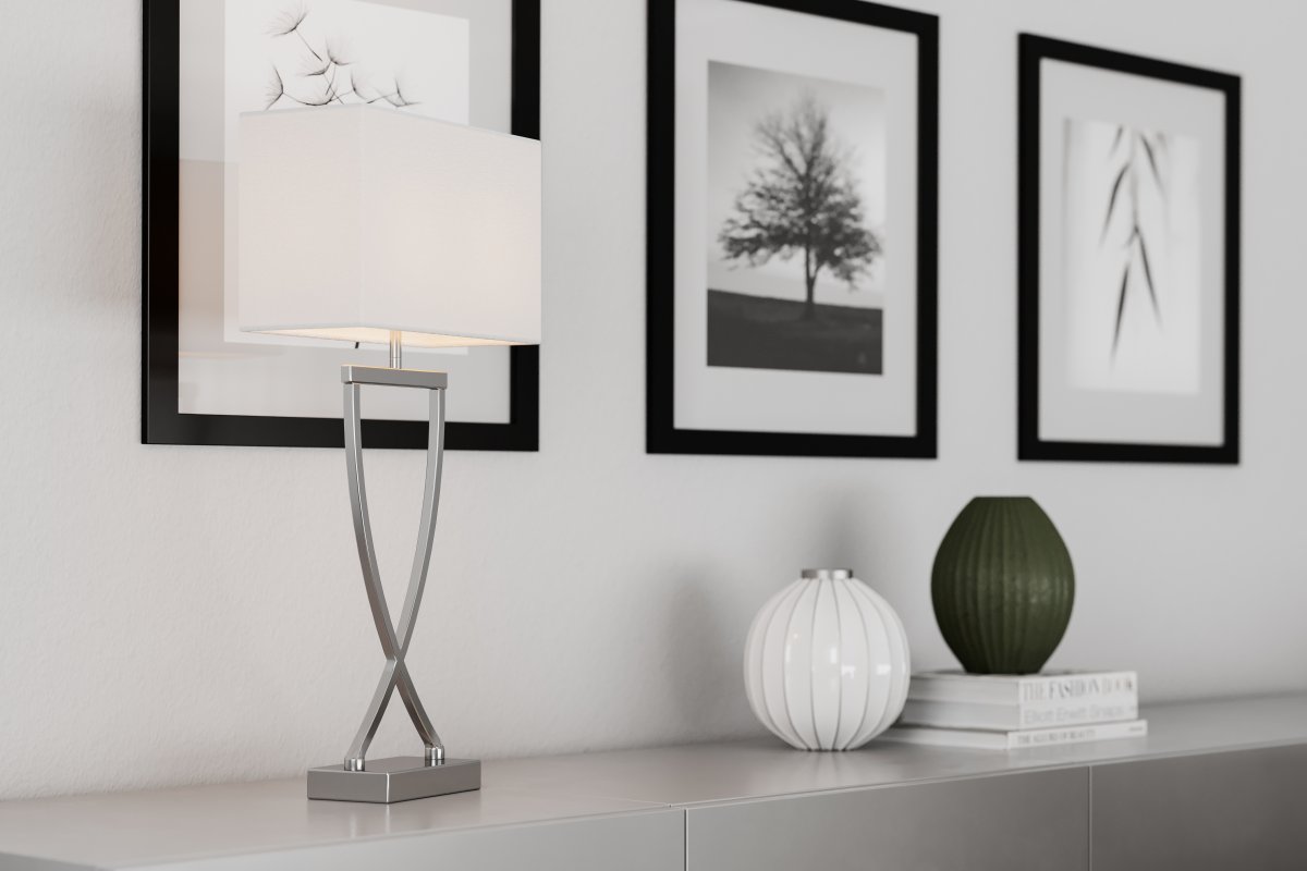Omega 52cm Hvit bordlampe Fra By Rydéns - Ledningslengden for Omega bordlampen er 200 centimeter og bryteren er p&aring; kabelen.
