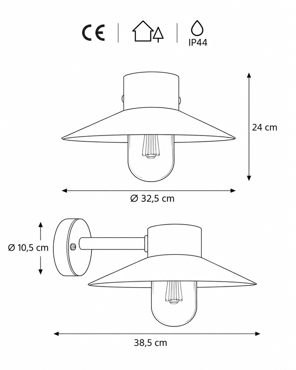 Onsala Rust utendørslampe Fra Nordic Lighting - Onsala er en klassisk vegglampe i rust/oransje, laget av aluminium og klart glass.