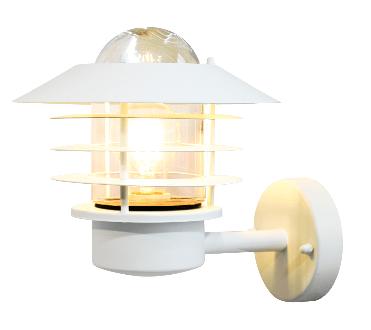 Ystad Hvit utendørslampe Fra Nordic Lighting - Ystad vegglampe er en klassisk og stilig utend&oslash;rslampe i rustfritt st&aring;l med klart glass.