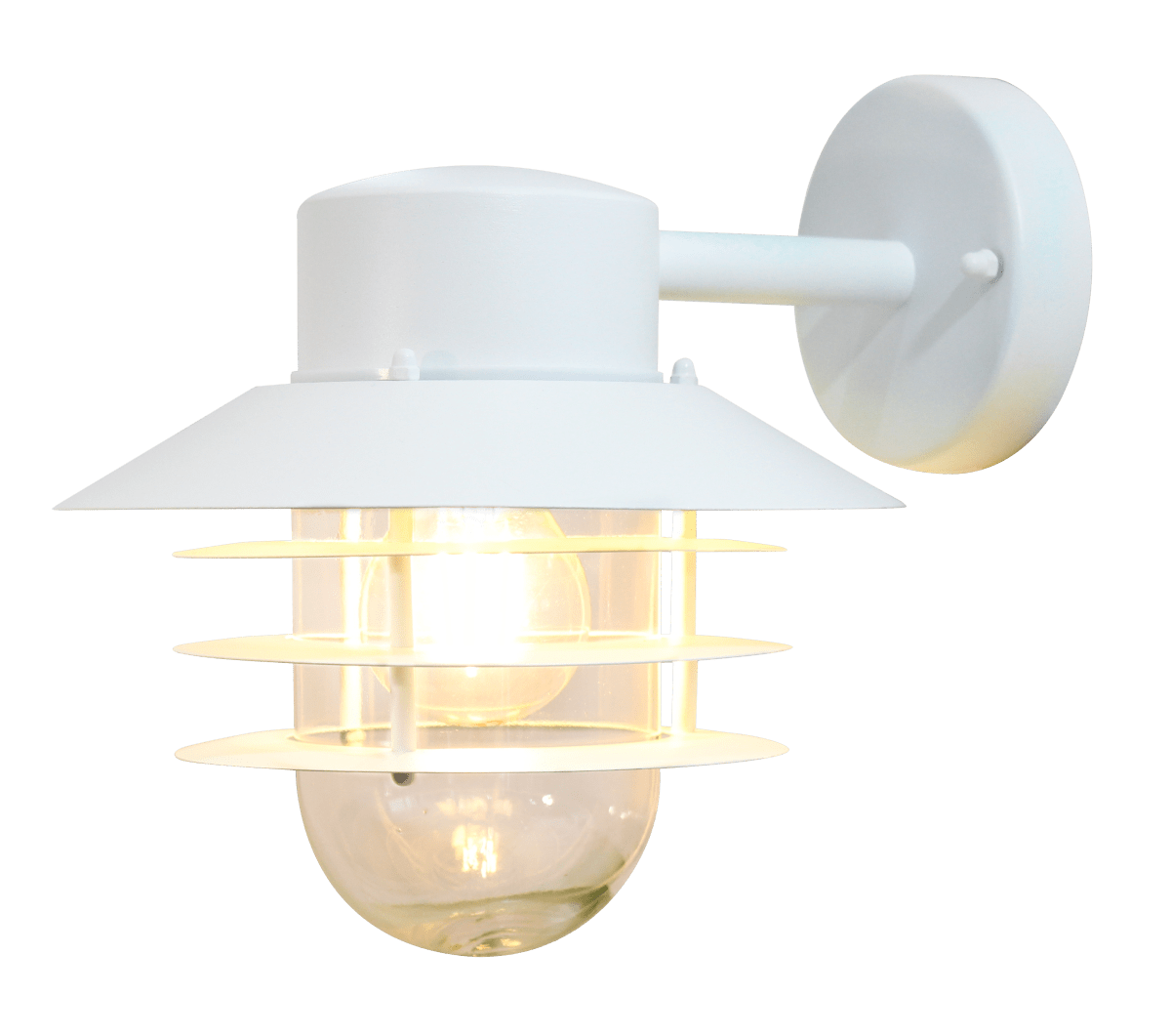 Ystad Hvit utendørslampe Fra Nordic Lighting - Ystad vegglampe er en klassisk og stilig utend&oslash;rslampe i rustfritt st&aring;l med klart glass.