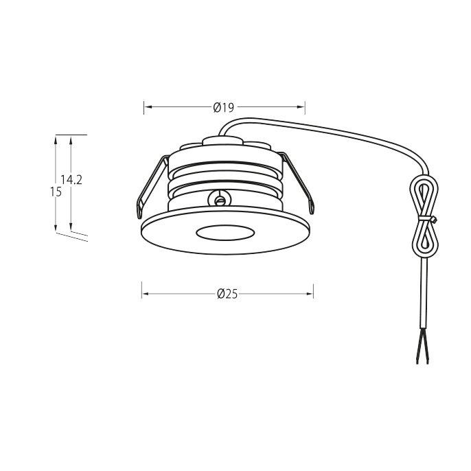 P-132 Mini Downlight 2700K Svart Fra Designlight - Den er egnet for belysning i vindusnisjer eller skap.
